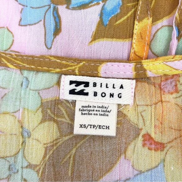 Billabong Short & Sweet Floral Print Flutter Sleeve Babydoll Dress Sorbet XS NEW - Picture 9 of 13